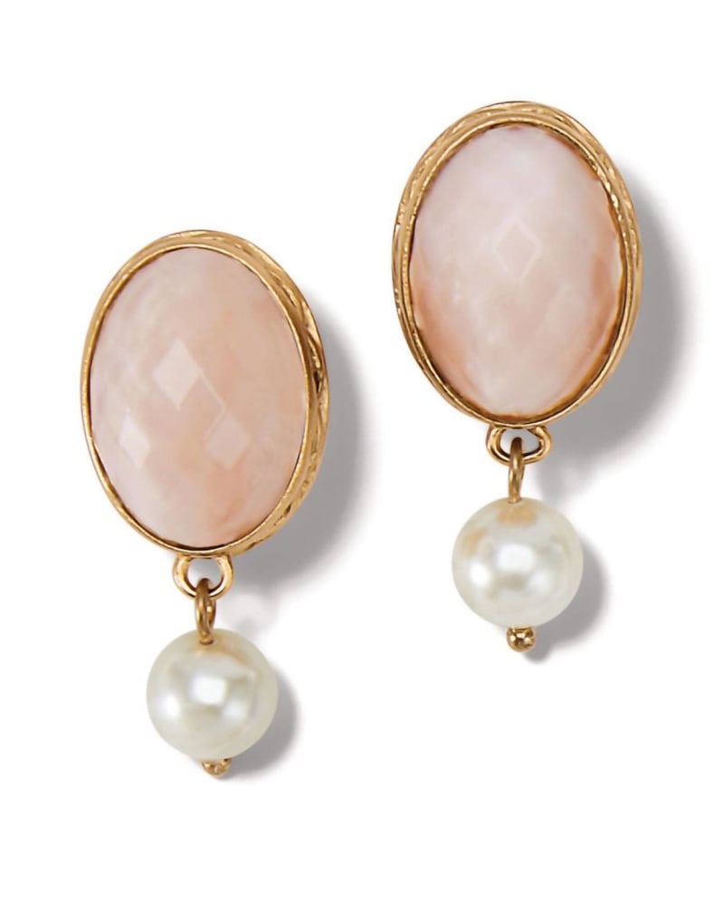 Front of a size O/S Moon Stone Leverback Earrings in Pink in Pink by Brighton. | dia_product_style_image_id:329695